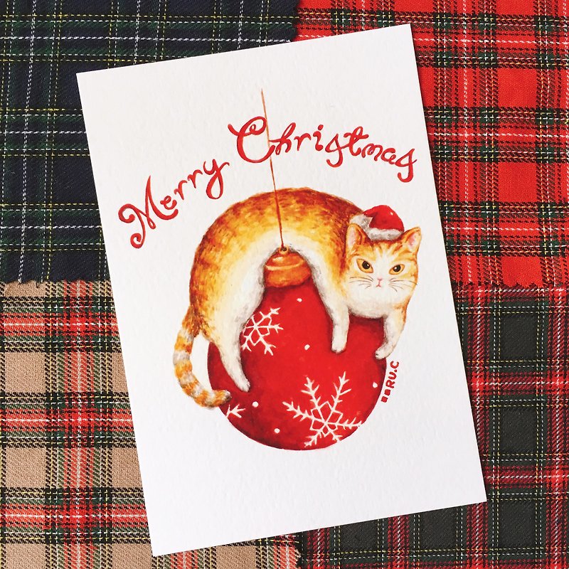 Cat Christmas Card Postcard - การ์ด/โปสการ์ด - กระดาษ หลากหลายสี