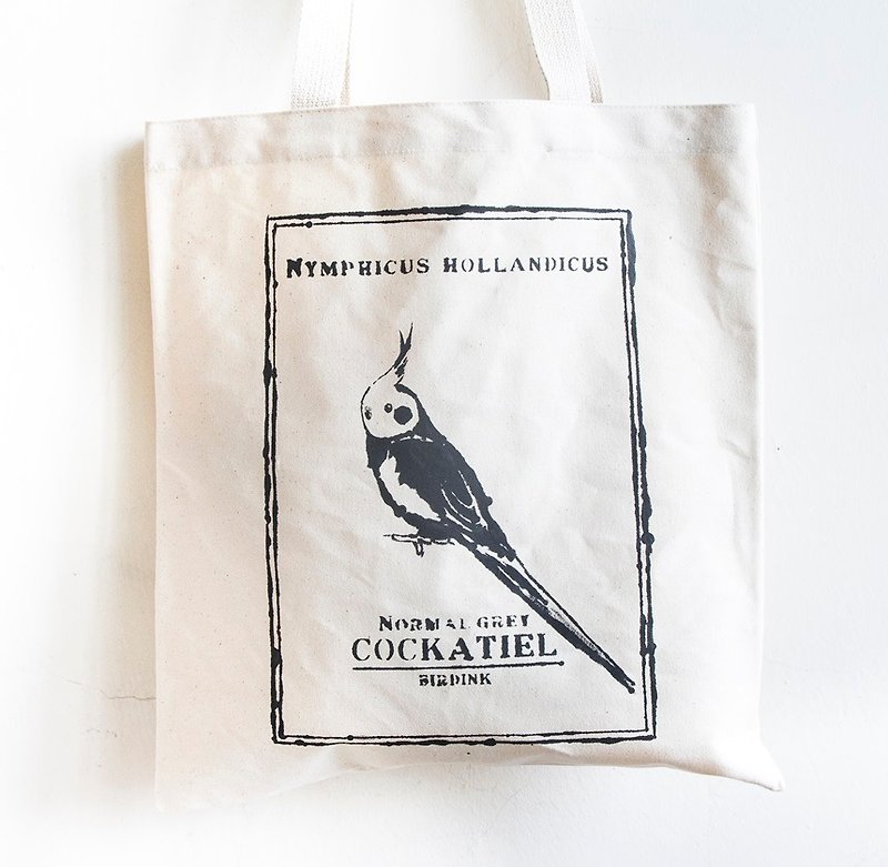 Birdink |オカメインコのキャンバスバッグ - ショルダーバッグ - その他の素材 ホワイト