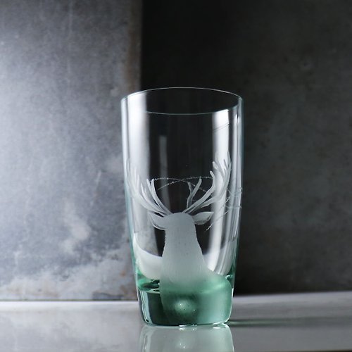 MSA玻璃雕刻 450cc【守護神牡鹿】守護咒語Expecto Partronum義大利綠色水杯