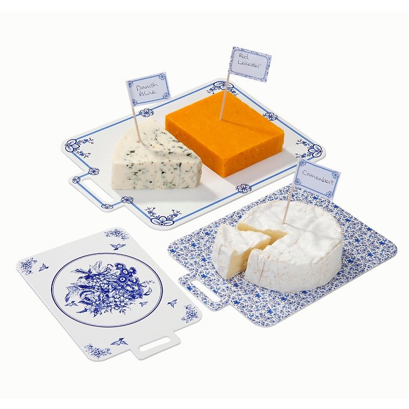 「古典的な青磁風§チーズケーキプレート」英国トーキングテーブルパーティー用品 - 小皿 - 紙 ブルー