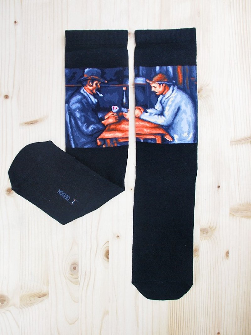 JHJ Design 加拿大品牌 高彩度針織棉襪 名畫系列 - 玩牌人襪子(針織棉襪) - 襪子 - 其他材質 