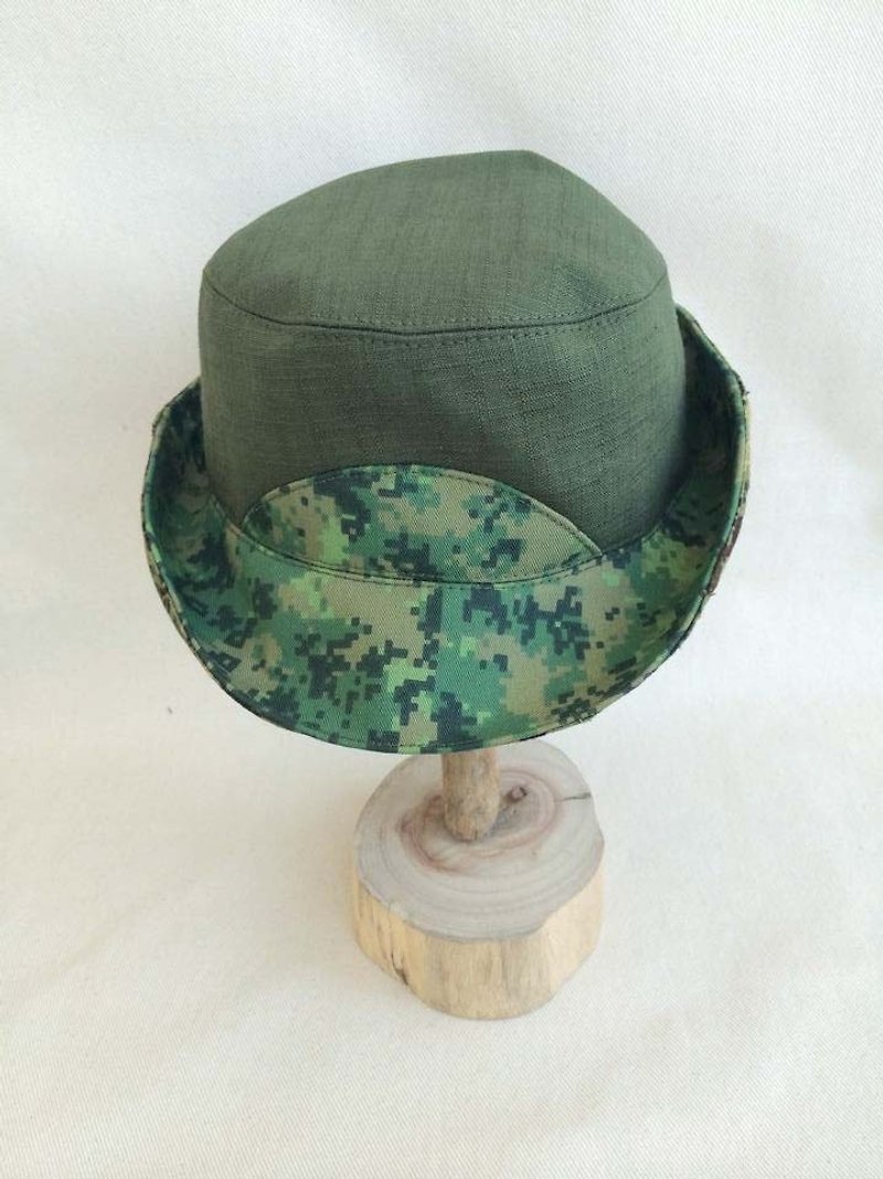 Va手工童帽系列 馬賽克迷彩雙面漁夫帽 - 其他 - 其他材質 綠色
