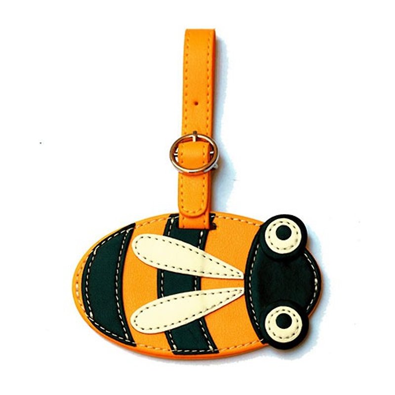 Organized Travel-cute animal-shaped luggage tag / ID tag / key ring (bee) - ป้ายสัมภาระ - หนังแท้ สีเหลือง