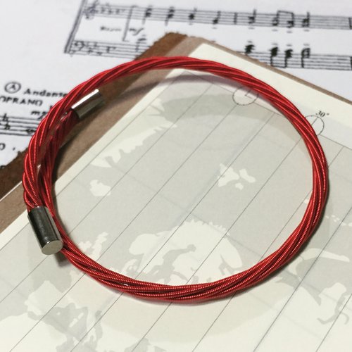 红色 吉他弦 手镯 手环 rock star red guitar string bracelet