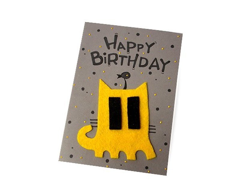 Handmade cards: long-eyed fat cat birthday card - Cards & Postcards - Paper Yellow