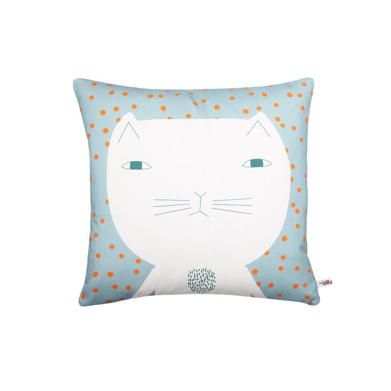 Cleo cotton pillow - white | Donna Wilson - หมอน - ผ้าฝ้าย/ผ้าลินิน สีน้ำเงิน