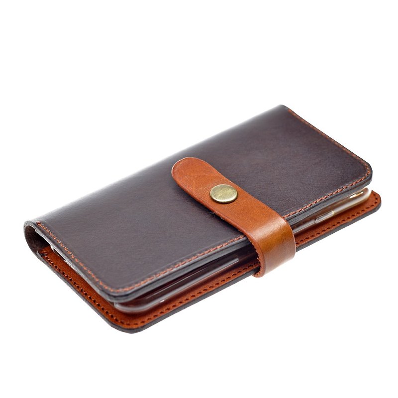 [DOZI hand-made leather clamshell mobile phone sets]. Can be turned down to change, to change the design. For the dyeing of leather production, free to color, like Pictured coke tea with light brown. - Phone Cases - Genuine Leather Multicolor
