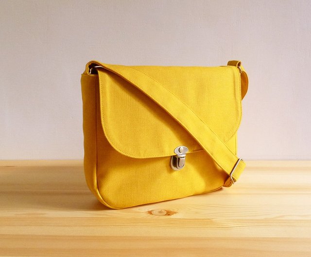 Mustard Yellow Canvas Messenger Bag