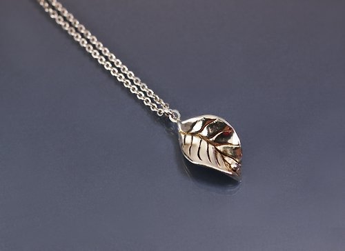 Maple jewelry design 植物系列-小水滴葉子925銀項鍊