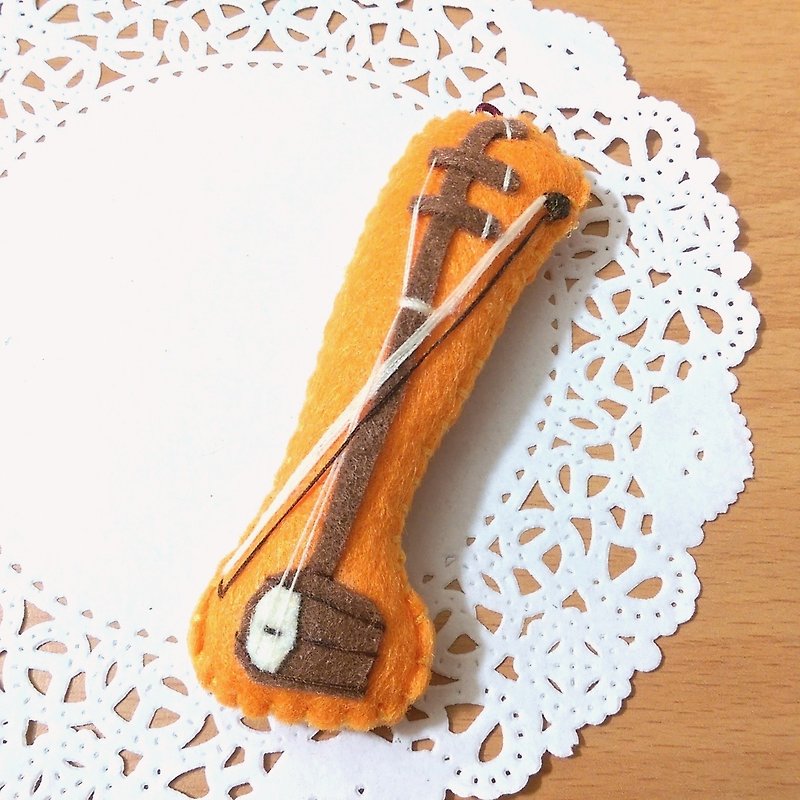 [Erhu] non-woven strap musical instruments country music genre nonwoven create customized dolls hand-made "Meath Bear" Valentine's Day gift - พวงกุญแจ - วัสดุอื่นๆ สีส้ม