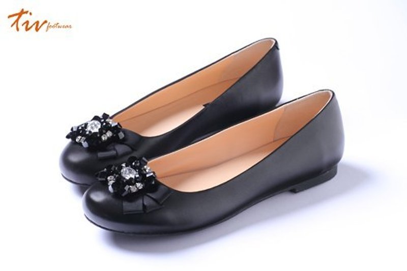 Black beaded doll shoes - Mary Jane Shoes & Ballet Shoes - Genuine Leather Black
