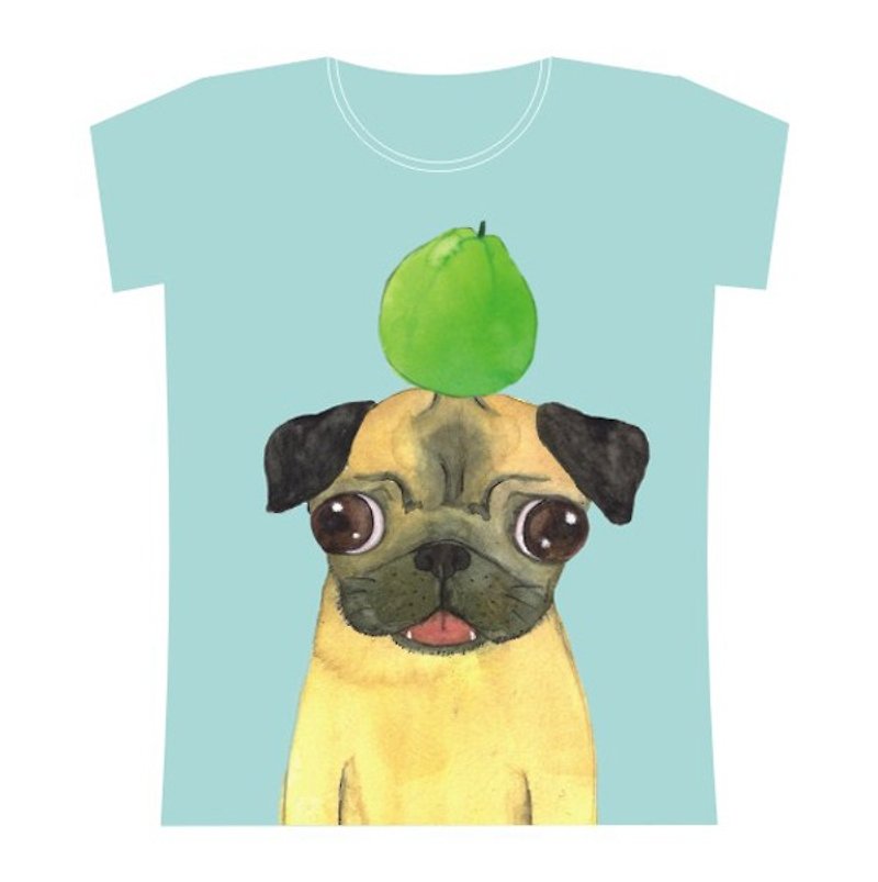 pug and guava t-shirt - เสื้อยืดผู้หญิง - วัสดุอื่นๆ 