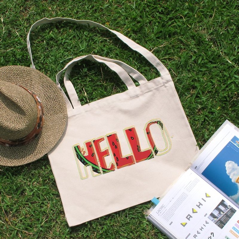 Summer Watermelon horizontal canvas bag - กระเป๋าคลัทช์ - วัสดุอื่นๆ 