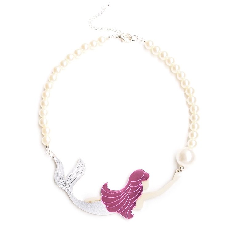 美人魚珍珠項鍊 人魚頸鏈 - 項鍊 - 塑膠 粉紅色