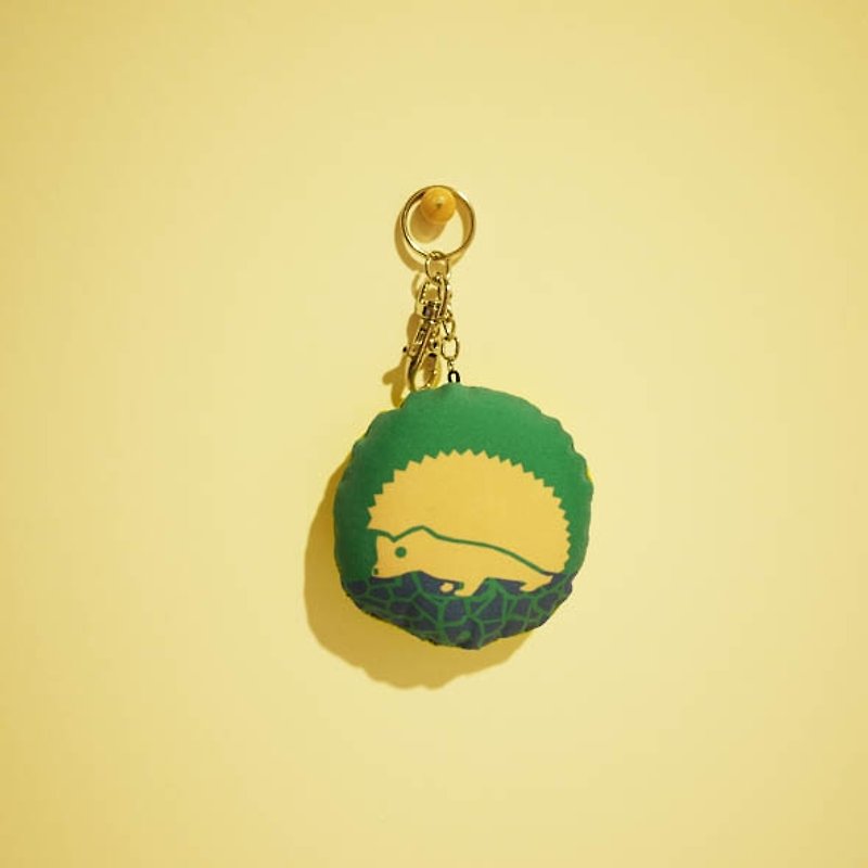 Keychain Green Forest Zoo -no.6- ◆ ◇ ◆ High coffee hedgehog (green + blue) ◆ ◇ ◆ - Charms - Other Materials 