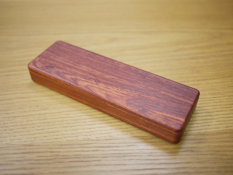 Direct Push slide-Burmese rosewood wood pencil box - กล่องดินสอ/ถุงดินสอ - ไม้ สีนำ้ตาล