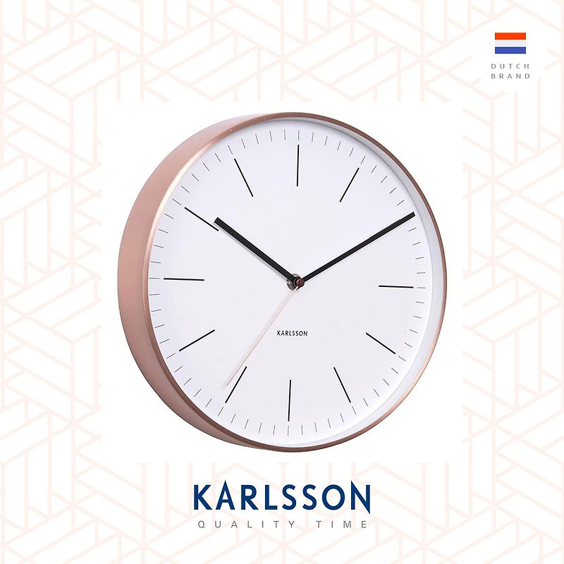 荷蘭Karlsson Minimal 系列 - 白色銅框簡約掛牆鐘 - 時鐘/鬧鐘 - 其他金屬 金色