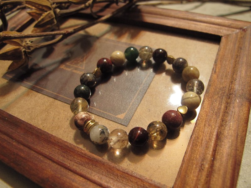 ▲ crystal ball / natural stone x brass bracelet - Bracelets - Other Materials 