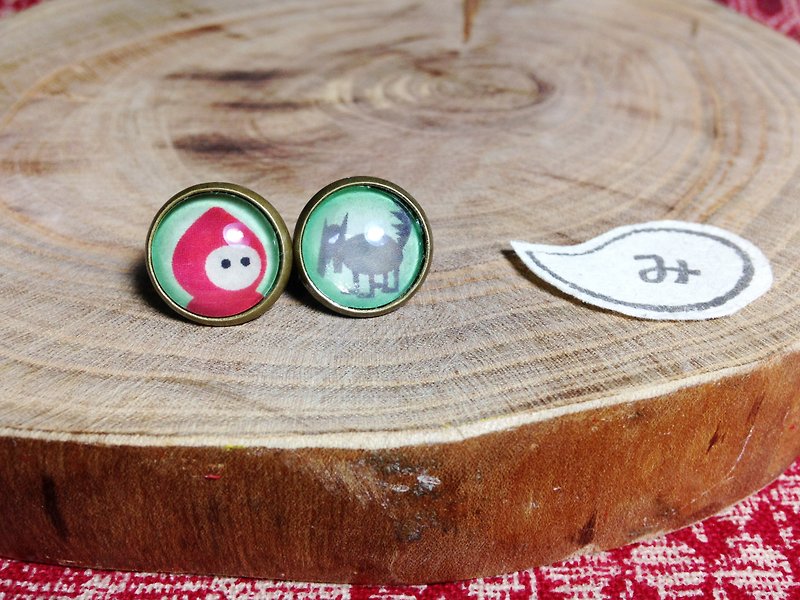 Earrings | Little Red Riding Hood's Secret (clip-on) - Earrings & Clip-ons - Other Metals Green
