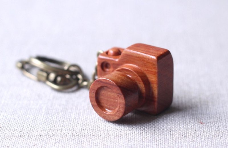 手工木製微型相機▣迷你版mini size鑰匙圈 - チャーム - 木製 ブラウン