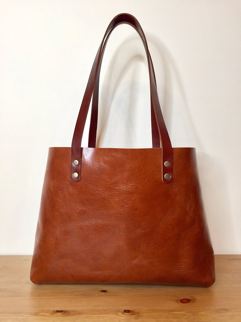 MEDIUM SIZED TOTE - Handbags & Totes - Genuine Leather Brown