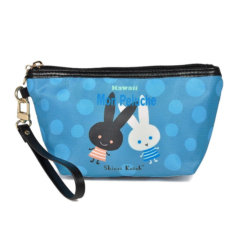 Kato Shinji black and white rabbit little blue series - Cosmetic - กระเป๋าเครื่องสำอาง - วัสดุอื่นๆ สีน้ำเงิน