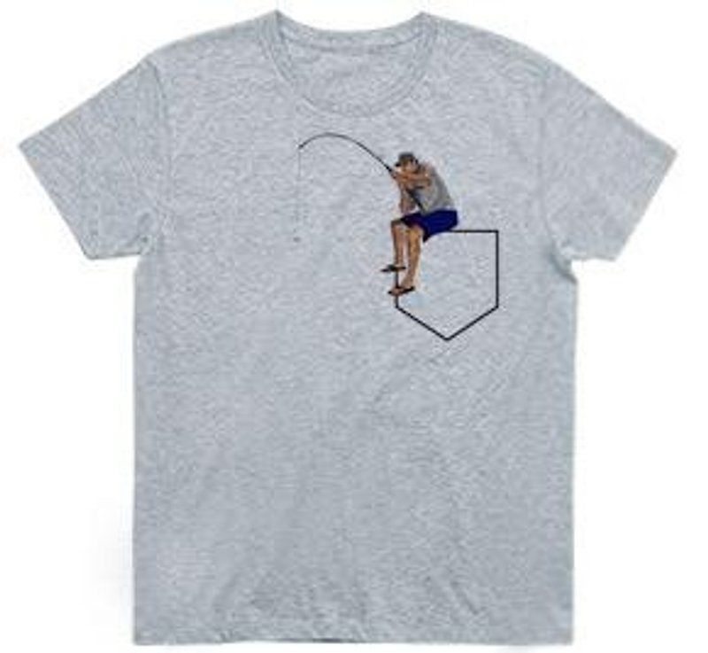 Pocket fishing (4.0oz gray) - เสื้อยืดผู้ชาย - วัสดุอื่นๆ 