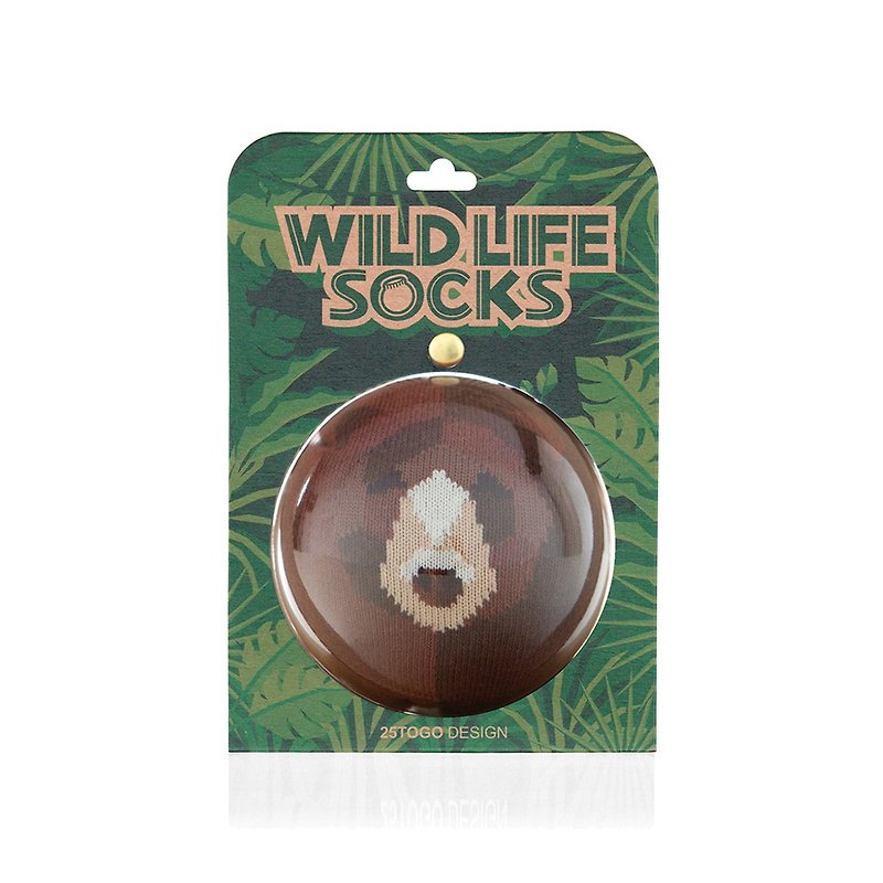 WILDLIFE SOCKS_Wild Animal Socks_Brown Bear - ถุงเท้า - วัสดุอื่นๆ สีนำ้ตาล