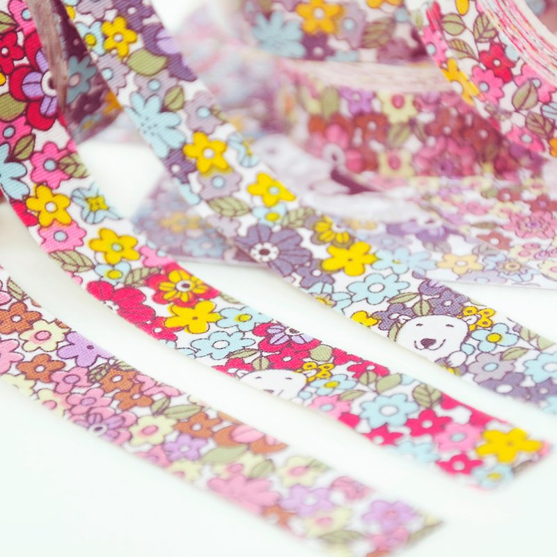 Limited cloth tape - small floral flowers [polar bear] (red / purple / blue and gray) - Washi Tape - Other Materials Purple
