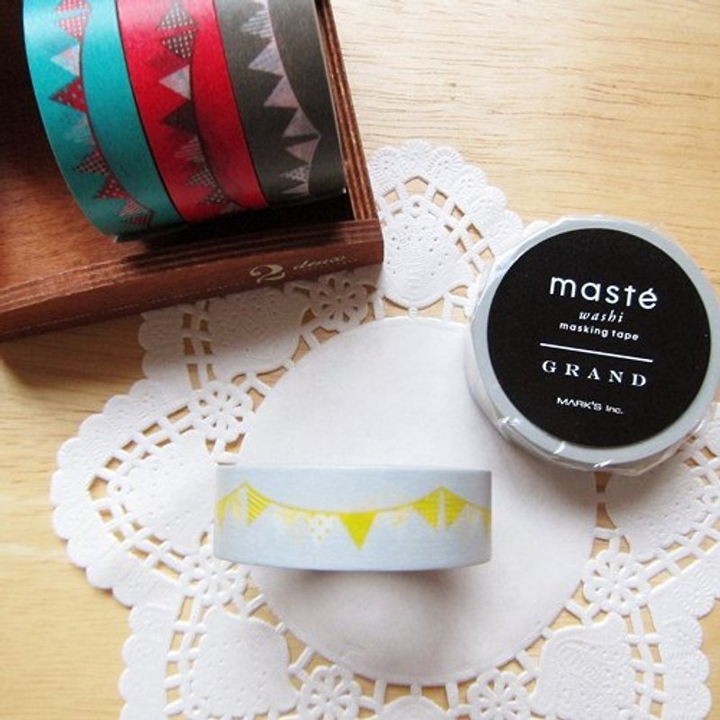 Maste Masking Tape and Paper Tape [Party Banner - Light Gray (MSG-MKT18-LGY)] - Washi Tape - Paper Gray