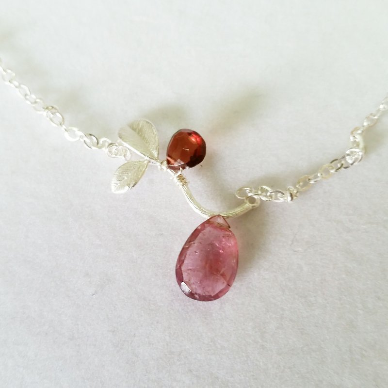 (Please specify custom styles when ordering) is a large-sized ultra-high quality rare tourmaline order Silver Necklace (pink Stone No. 5) - สร้อยคอ - เครื่องเพชรพลอย สึชมพู