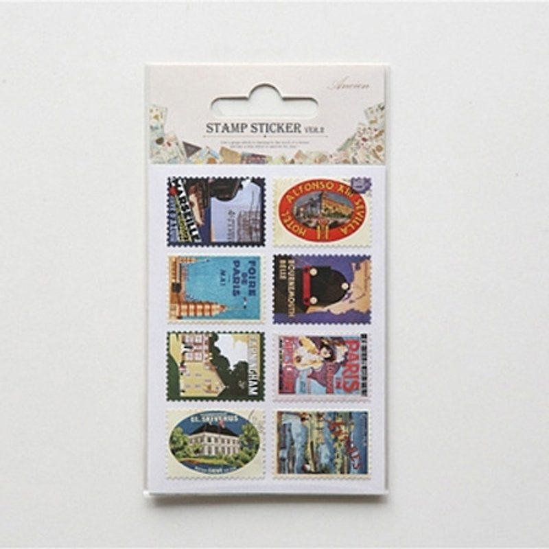Ancien Vintage Postage Stamp V2_03 Poster, E2D51271 - Stickers - Paper Multicolor