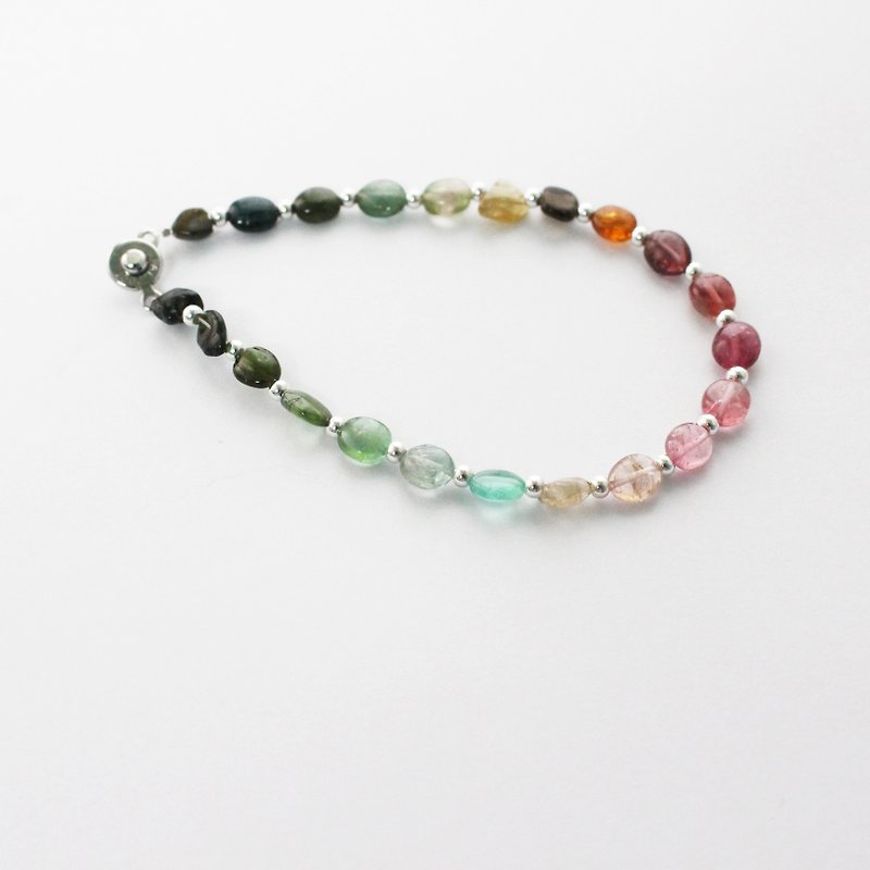 ☆,.-*'108 perles colorful / candy tourmaline bracelet 925 Silver buckle - งานโลหะ/เครื่องประดับ - เครื่องเพชรพลอย หลากหลายสี