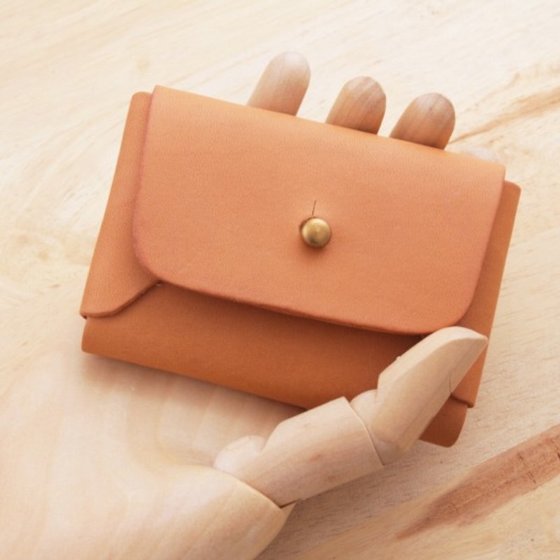 Leather Card Wallet - Vegetable tanned leather - Handmade - Pocket Wallet - Card Sleeve -Name Card Wallet - Tan Color - 散紙包 - 真皮 咖啡色