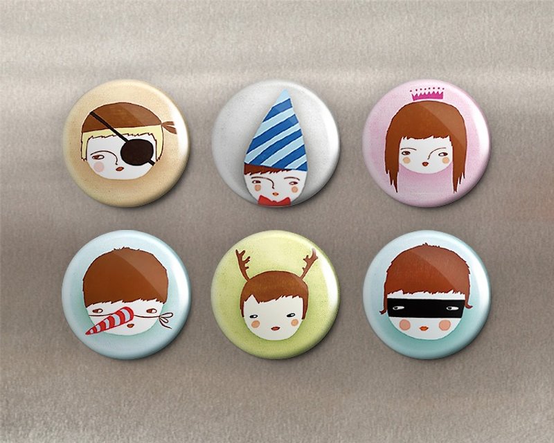 Naughty Child-Magnet (6pcs)/Badge (6pcs)/Birthday Gift【Special U Design】 - Magnets - Other Metals Multicolor