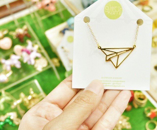  Triangle Origami Paper Airplane Necklace,Geometric