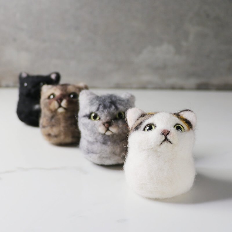客製寵物羊毛氈 虎斑貓 丸子系列 客製化 情人節 聖誕禮物 - 公仔模型 - 羊毛 多色