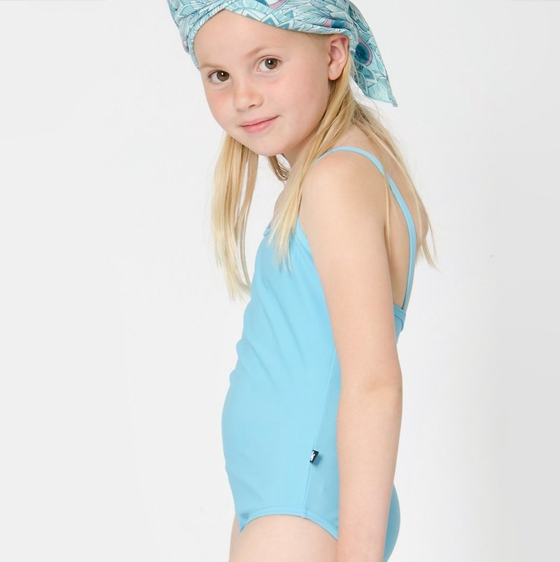 Nordic children's clothing Swedish girls swimsuit 2 years old to 5 years old sky blue - Swimsuits & Swimming Accessories - Polyester Blue