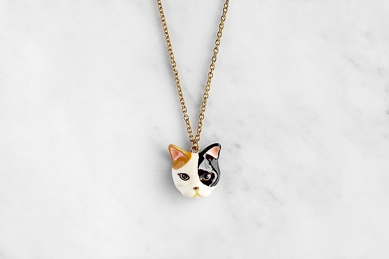 Calico Cat Necklace. - Necklaces - Copper & Brass Khaki