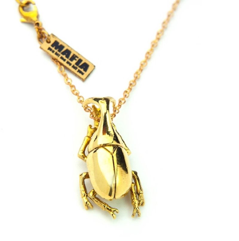 Rhino beetle pendant in Brass - สร้อยคอ - โลหะ 
