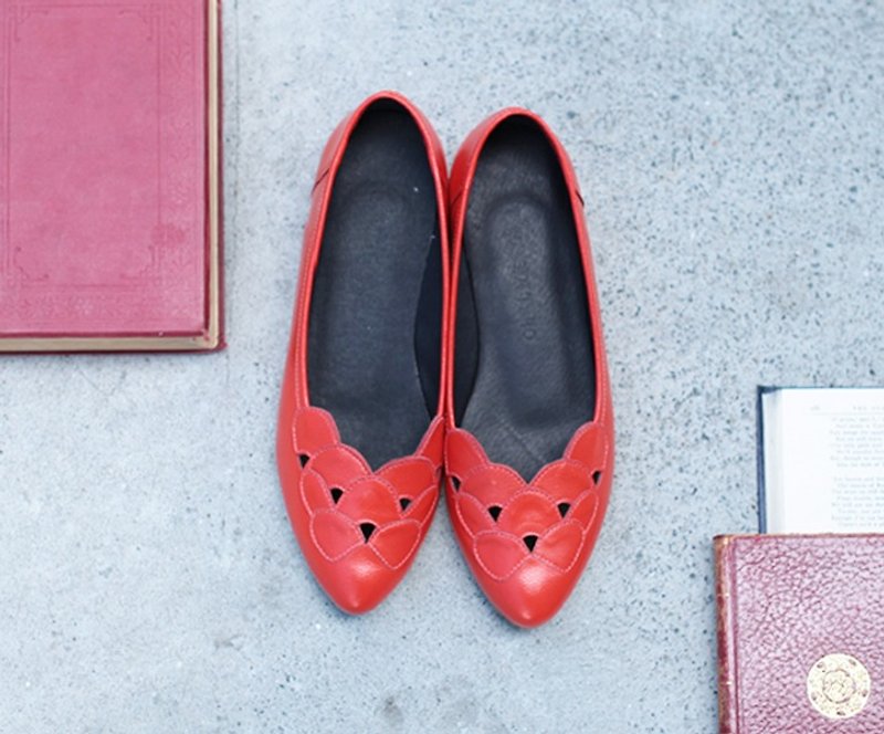 GT petal shoes - orange (spot) - รองเท้าลำลองผู้หญิง - หนังแท้ สีแดง