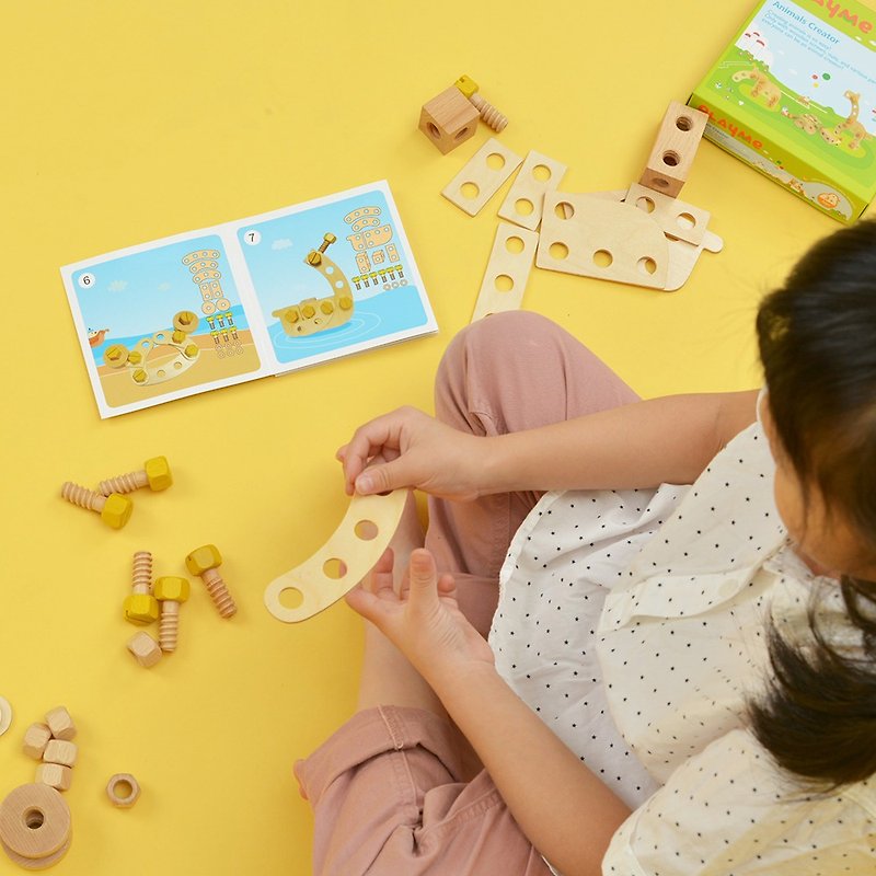 動物のネジブロック-子供のための創造的な建設的なおもちゃを再生します - 知育玩具・ぬいぐるみ - 木製 
