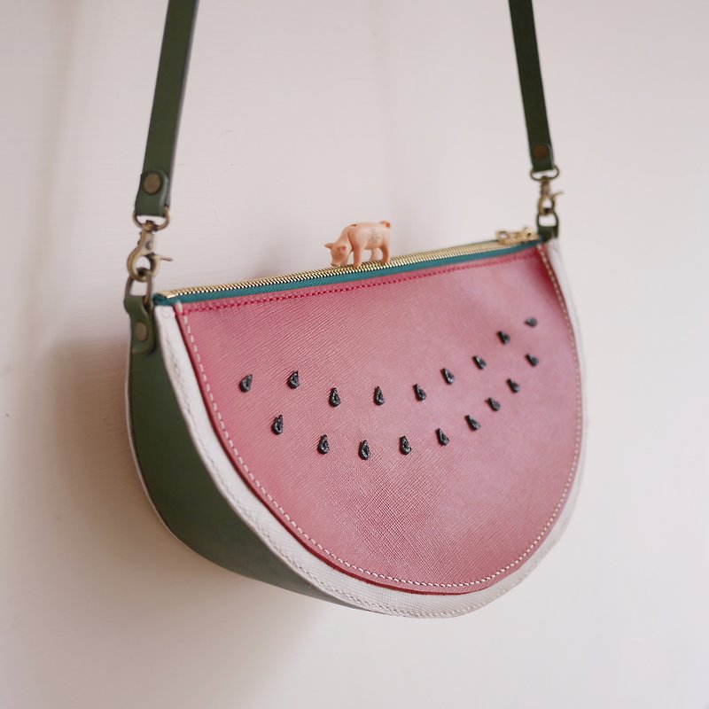Summer watermelon side backpack - Clutch Bags - Genuine Leather Multicolor