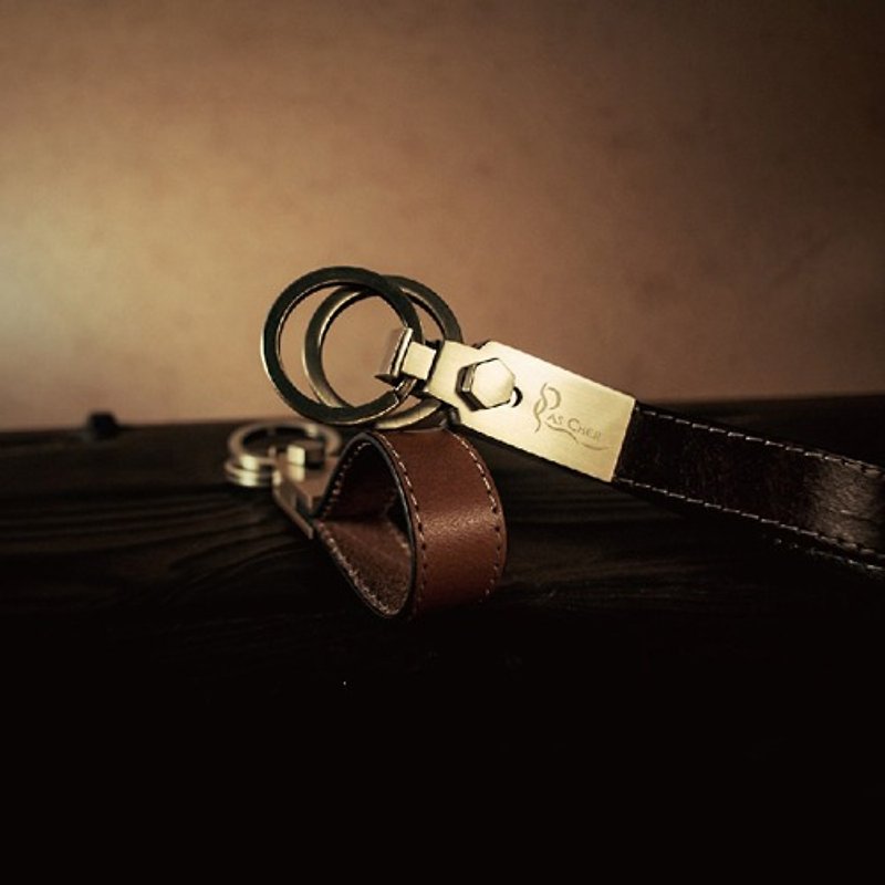 [PAS CHER Pashakha] Collection double ring key ring - Keychains - Genuine Leather Multicolor