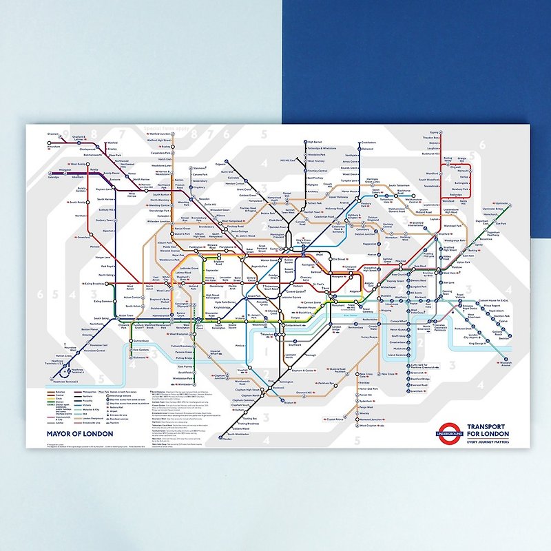 iINDOORS Frameless Painting 40x60cm Homedecor London Underground Map - Posters - Wood Multicolor