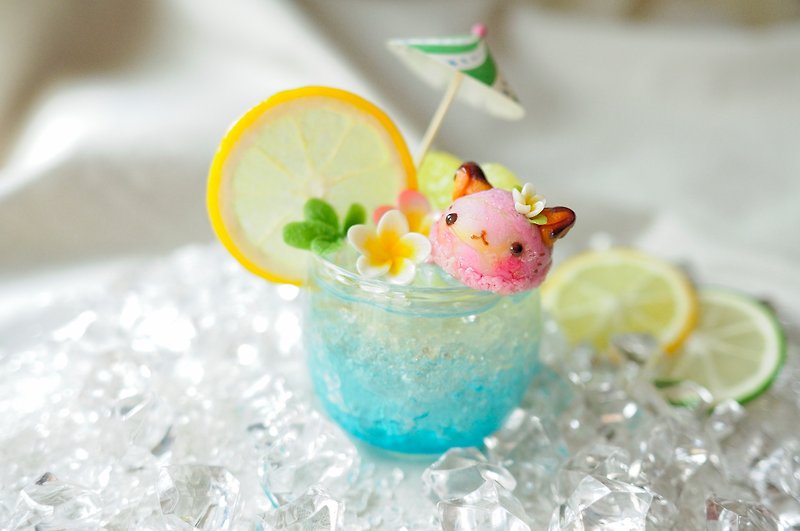 Sweet Dream☆Summer Fun Fruit Bubble Ice Cream-Little Miaoer (Purple Taro Flavor) - ของวางตกแต่ง - ดินเหนียว สีน้ำเงิน