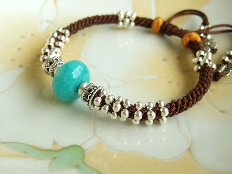 ♦ My.Crystal ♦ amazonite silver bracelets - สร้อยข้อมือ - เครื่องเพชรพลอย สีน้ำเงิน