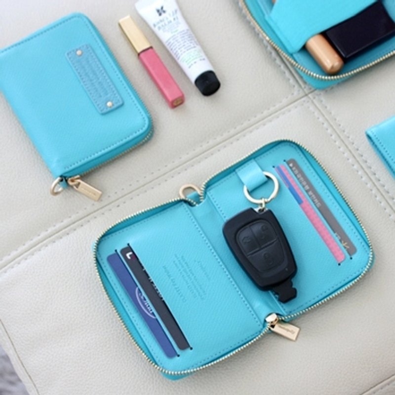 Dessin x Monopoly-經典鑰匙票卡皮革包-天藍,MPL28440 - ID & Badge Holders - Genuine Leather Blue