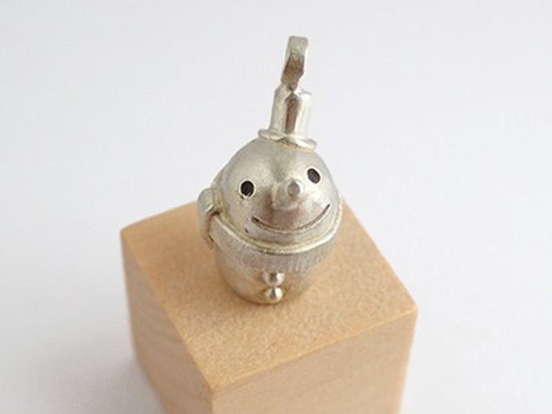 Snowman Smile Snowman 925 Silver Pendant / Christmas / Gift - Necklaces - Other Metals White