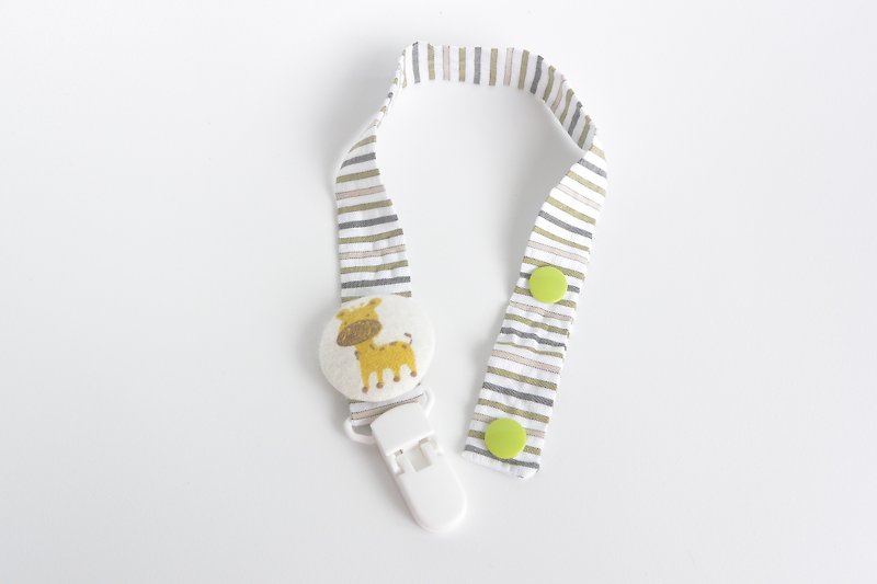 Hand-feel cloth buckle pacifier chain-Giraffe - ผ้ากันเปื้อน - วัสดุอื่นๆ สีเหลือง